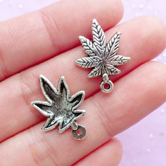 Mini Marijuana Charms Hemp Weed Grass Cannabis Pot Leaf Pendant (10pcs / 16mm x 21mm / Tibetan Silver) Hippy Hippie Decor Bracelet CHM1838