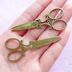 Big Scissors Charms (3pcs) (25mm x 60mm / Antique Bronze) Metal Finding Sewing Pendant Zipper Pulls Scrapbooking Bookmarks Keychains CHM574