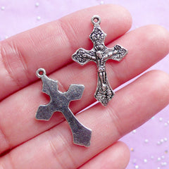 Jesus on the Cross Charms / Crucifix Charm (8pcs) (18mm x 29mm / Tibetan Silver) Pendant Bracelet Zipper Pulls Bookmark Keychain CHM566
