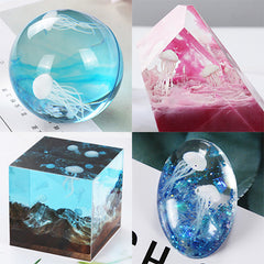 3D Sea Jelly Resin Inclusion | Marine Life Resin Jewelry Supplies | Miniature Jellyfish Embellishments (2 pcs / 6mm x 16mm)