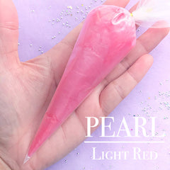 Kawaii Deco Cream with Pearlescence Effect | Fake Whipped Cream for Decoden | Faux Food Craft | Phone Case Sweet Deco (50g / Light Red)