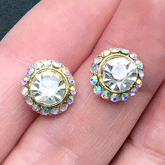 Sparkle Glass Rhinestone Embellishment for Jewelry Making | Faceted Gemstones | Bling Bling Decoration (2 pcs / Clear / 10mm)
