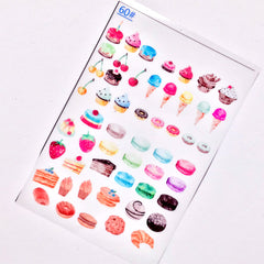 Kawaii Dessert Clear Film Sheet | Ice Cream Cupcake Donut Macaron Cake Sweets | Resin Inclusions | UV Resin Craft Supplies
