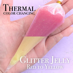 Thermochromic Deco Cream with Glitter | Thermocolor Jelly Whipped Cream | Thermal Color Changing Icing | Heat Sensitive Frosting (50g / Red to Yellow)