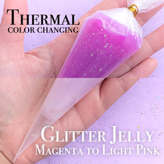 Heat Sensitive Jelly Deco Cream | Thermal Color Changing Whipped Cream | Glittery Thermochromic Icing | Thermocolor Decoden (50g / Magenta to Light Pink)